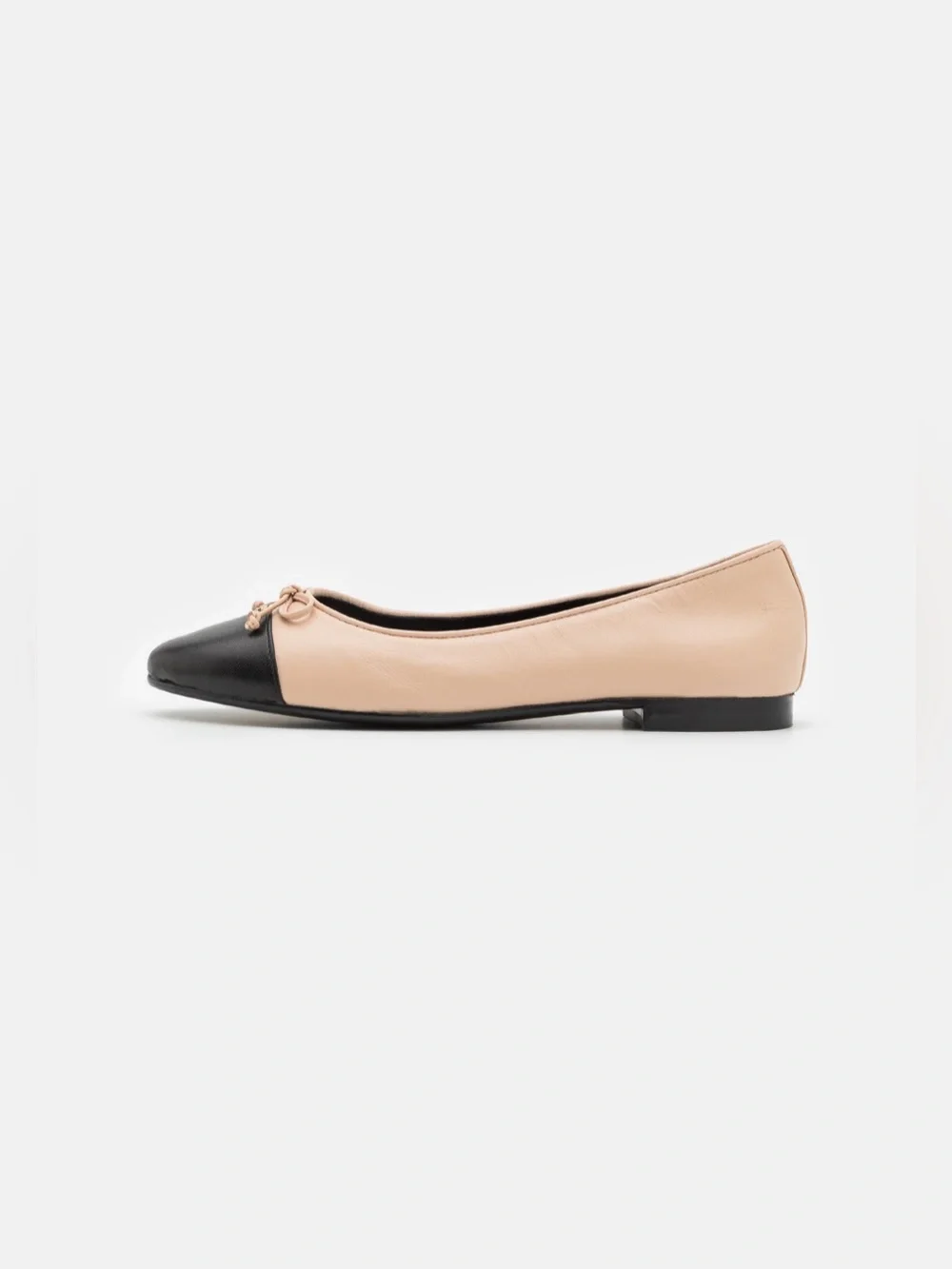 Tory Burch Cap Toe Leather Ballet Flat in Rose Pink & Perfect Black, size 10